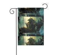 YYHWHJDE Bandiere da giardino stampate con nave mostro dell'oceano, 30,5 x 45,7 cm, per decorazione da cortile con larghezza di 3 cm (solo bandiera, asta non inclusa)