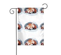 YYHWHJDE Bandiere da giardino stampate con panda rosso che dorme nella grotta della neve, 30,5 x 45,7 cm, per decorazione da cortile con larghezza di 3 cm (solo bandiera, asta non inclusa)