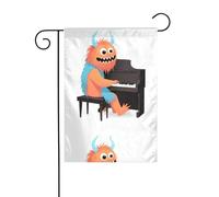 YYHWHJDE Bandiere da giardino stampate con piccolo mostro che suona il pianoforte, 30,5 x 45,7 cm, decorazione da cortile con larghezza di 3 cm (solo bandiera, asta non inclusa)