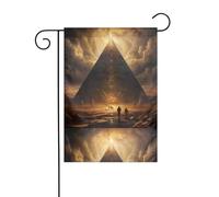 YYHWHJDE Bandiere da giardino stampate con piramide sotto il cielo, 30,5 x 45,7 cm, per decorazione da cortile, larghezza palo di 3 cm (solo bandiera, asta non inclusa)
