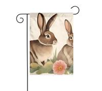 YYHWHJDE Bandiere da giardino vintage con coniglietto pasquale con stampa floreale, 30,5 x 45,7 cm, per decorazione da cortile, larghezza palo di 3 cm (solo bandiera, asta non inclusa)