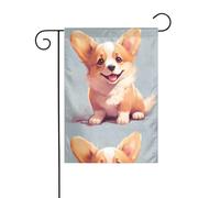 YYHWHJDE Bandierine da giardino stampate con scritta "The Glittering Little Corgi", 30,5 x 45,7 cm, per decorazione da cortile, larghezza di posizione del palo di 3 cm (solo bandiera, asta non inclusa