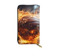 YYHWHJDE Basketball on Fire and Water Flame Splashing Prints Portafoglio pochette lunga in pelle Progettato per ragazze e donne alla moda elegante e personalizzato 19 x 10,5 cm, nero, taglia unica,