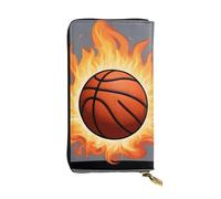 YYHWHJDE Basketball On Fire Prints Portafoglio lungo pochette in pelle Progettato per ragazze e donne alla moda elegante e personalizzato 19 x 10,5 cm, nero, taglia unica, Nero , Taglia unica