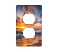 YYHWHJDE Beach Maui Hawaii Tramonto Mare Onde Nuvole Immagine Doppia Presa Pannello a Parete Piastra di Copertura per Presa Elettrica è Infrangibile e Durevole 11,4 x 7 cm