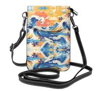 YYHWHJDE Beach Maui Hawaii Tramonto onde del Mare Nuvole Immagine Telefono cellulare da donna con prepuzio in pelle, tracolla a tracolla, piccola tracolla regolabile