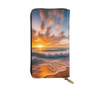 YYHWHJDE Beach Maui Hawaii Tramonto Onde Mare Nuvole Stampa di Qualità Portafoglio Lungo in Pelle Progettato per Ragazze e Donne Alla Moda Elegante 19 x 10,5 cm, Nero , Taglia unica