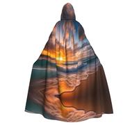 YYHWHJDE Beach Maui Hawaii Tramonto Onde Mare Nuvole Stampe Halloween Adulto Mantello con Cappuccio per Feste e Costumi