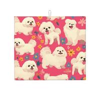 YYHWHJDE Bel tappetino assorbente da cucina stampato cane maltese, microfibra super assorbente, antiscivolo oversize