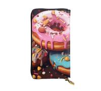 YYHWHJDE Bella ciambella stampata in pelle di qualità lunga pochette portafoglio progettato per ragazze e donne alla moda elegante 19 x 10,5 cm, Nero , Taglia unica
