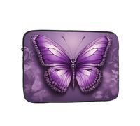 YYHWHJDE Bella custodia per laptop portatile con stampa artistica viola con farfalla da 13 pollici, borsa antiurto per uomini e donne, viaggi d'affari e uso quotidiano in ufficio