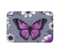 YYHWHJDE Bella farfalla viola floreale immagine cristallo velluto blocco bordo tappetino tappeto camera da letto, salotto, dormitorio decorazione casa