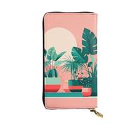 YYHWHJDE Bella pochette lunga in pelle con motivo piante verdi in vaso Progettato per ragazze e donne alla moda elegante e personalizzato 19 x 10,5 cm, nero, taglia unica, Nero , Taglia unica