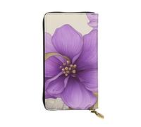 YYHWHJDE Bella pochette lunga in pelle con stampa di fiori viola Progettato per ragazze e donne alla moda elegante e personalizzato 19 x 10,5 cm, nero, taglia unica, Nero , Taglia unica