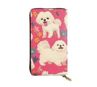 YYHWHJDE Bella pochette lunga in pelle di qualità con immagine di cane maltese progettato per ragazze e donne alla moda elegante 19 x 10,5 cm, Nero , Taglia unica