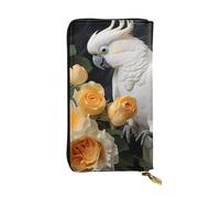 YYHWHJDE Bella pochette lunga in pelle di qualità con stampa di cacatua e fiori, progettata per ragazze e donne alla moda, elegante, 19 x 10,5 cm, Nero , Taglia unica