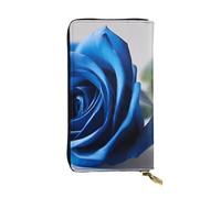 YYHWHJDE Bella rosa blu stampata di qualità pelle lunga pochette portafoglio progettato per ragazze e donne alla moda elegante 19 x 10,5 cm, Nero , Taglia unica