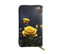 YYHWHJDE Bella rosa gialla foto pelle di qualità lunga pochette portafoglio progettato per ragazze e donne alla moda elegante 19 x 10,5 cm, Nero , Taglia unica