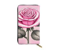 YYHWHJDE Bella rosa Rose Stampe Portafoglio lungo in pelle Pochette Progettato per ragazze e donne alla moda elegante e personalizzato 19 x 10,5 cm, nero, taglia unica, Nero , Taglia unica