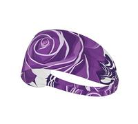 YYHWHJDE Bella rosa viola foto sport fascia per le donne a prova di sudore fascia elastica estiva