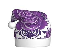 YYHWHJDE Bella rosa viola stampa cappello di Natale per adulti che lo rende un regalo divertente e durevole per uomini e donne