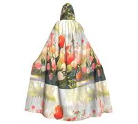 YYHWHJDE Bellissimo mantello con cappuccio per adulti con motivo a tulipani, per Halloween, senza cerniera, comodo per feste in costume