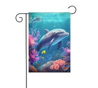 YYHWHJDE Bellissimo mondo sottomarino delfini corallo stampe giardino pennone esterno cortile decorazione moda 30,5 x 45,7 cm