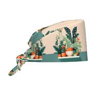 YYHWHJDE Berretto da lavoro per la pulizia, cappello da chef con stampa di piccole piante verdi per donne e uomini, regolabile, traspirante