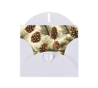 YYHWHJDE Biglietto d'auguri bianco con bordo a pigna per Natale, compleanno dei bambini, San Valentino e invito per feste