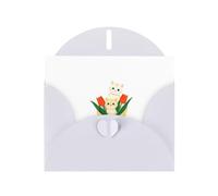 YYHWHJDE - Biglietto d'auguri bianco con bouquet di tulipani e gattini, perfetto per San Valentino, anniversario di matrimonio e inviti per feste