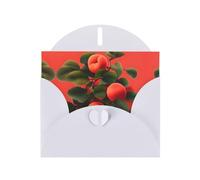 YYHWHJDE Biglietto d'auguri bianco con motivo albicocca rossa per Natale, compleanno dei bambini, San Valentino e invito a una festa