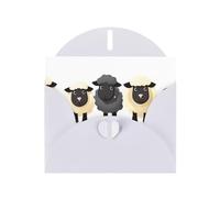YYHWHJDE - Biglietto d'auguri bianco con tre simpatiche pecore, perfetto per San Valentino, anniversario di matrimonio e inviti per feste