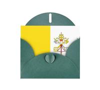 YYHWHJDE - Biglietto d'auguri con bandiera del Vaticano, 15,2 x 10,2 cm, con doppio effetto perlato e inchiostro ecologico