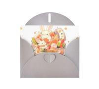 YYHWHJDE Biglietto d'auguri grigio con motivo di coniglio bianco con guscio di cocco e zucchero per inviti festivi per feste di compleanno