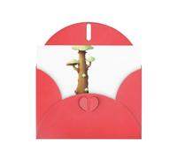 YYHWHJDE Biglietto d'auguri rosso con fungo sul tronco d'albero, per Natale, compleanno dei bambini, San Valentino e invito per feste