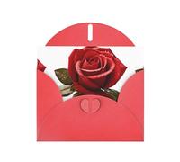 YYHWHJDE Biglietto d'auguri rosso con gocce d'acqua e rosa rossa, perfetto per San Valentino, anniversario di matrimonio e inviti per feste