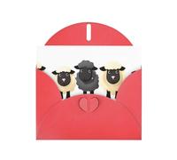 YYHWHJDE - Biglietto d'auguri rosso con tre simpatiche pecore, perfetto per San Valentino, anniversario di matrimonio e inviti per feste