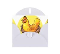 YYHWHJDE Biglietto di auguri bianco a nido d'uccello con motivo gallina dorata per Natale, compleanno dei bambini, San Valentino e invito per feste