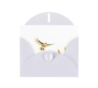 YYHWHJDE Biglietto di auguri bianco con allodole che volano sopra i campi di grano, motivo per inviti per feste di compleanno