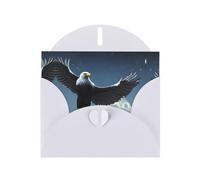YYHWHJDE Biglietto di auguri bianco con aquila sotto le stelle, per Natale, compleanno dei bambini, San Valentino e inviti per feste