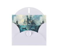 YYHWHJDE Biglietto di auguri bianco con balena sotto il castello, perfetto per San Valentino, anniversario di matrimonio e inviti per feste