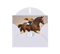 YYHWHJDE Biglietto di auguri bianco con cavallo che corre nel deserto, motivo tempesta di sabbia, perfetto per San Valentino, anniversario di matrimonio e inviti per feste