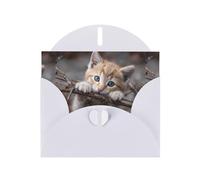 YYHWHJDE Biglietto di auguri bianco con gattino che tira su un ramo, perfetto per San Valentino, anniversario di matrimonio e inviti per feste