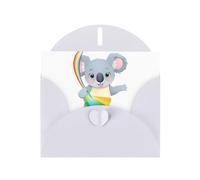 YYHWHJDE Biglietto di auguri bianco con koala che cattura un arcobaleno per Natale, compleanno dei bambini, San Valentino e invito per feste
