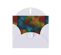 YYHWHJDE Biglietto di auguri bianco con linee di labirinto colorato, perfetto per San Valentino, anniversario di matrimonio e inviti per feste