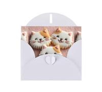 YYHWHJDE Biglietto di auguri bianco con motivo a biscotti con gattini per Natale, compleanno dei bambini, San Valentino e inviti per feste