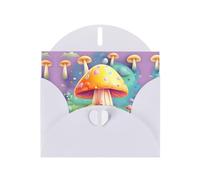 YYHWHJDE Biglietto di auguri bianco con motivo a funghi fantasy, per Natale, compleanno dei bambini, San Valentino e inviti per feste