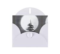 YYHWHJDE Biglietto di auguri bianco con motivo albero di pino lunare per Natale, compleanno dei bambini, San Valentino e inviti per feste