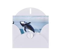 YYHWHJDE Biglietto di auguri bianco con motivo balene in mare, per Natale, compleanno dei bambini, San Valentino e invito per feste