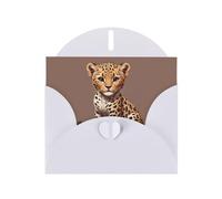 YYHWHJDE Biglietto di auguri bianco con motivo leopardato civettuolo per inviti per feste di compleanno